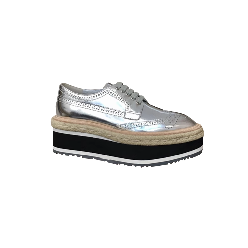 Prada Silver Metallic Platform Oxfords Shoes – Boutique LUC.S